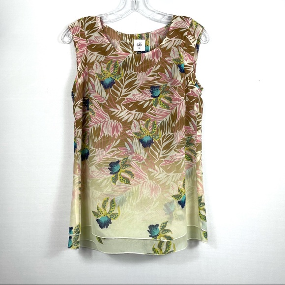 CAbi #5216 Tropical Print Parlor Top Split Back - Picture 2 of 4